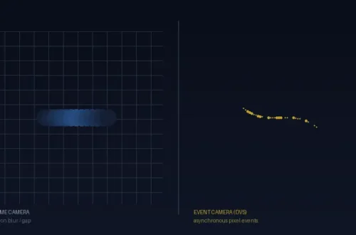 이벤트 카메라(DVS)와 프레임 카메라의 결함 검출 방식 비교 개념도, 이벤트 카메라 골드 이벤트 궤적 (자체 제작 개념도)